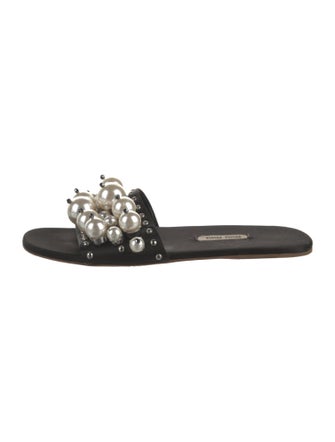 Miu Miu Velvet Studded Accents Slides