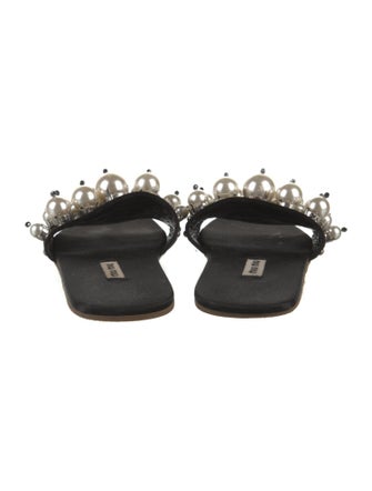 Miu Miu Velvet Studded Accents Slides