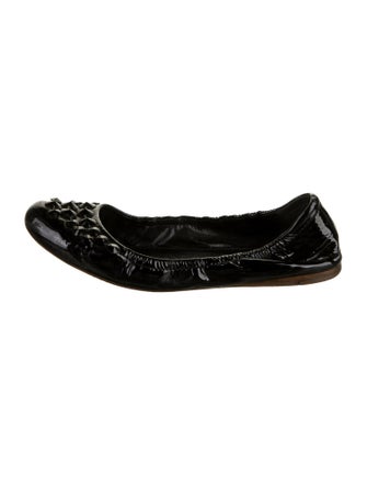 Miu Miu Patent Leather Crystal Embellishments Ballet Flats