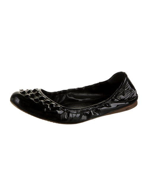 Miu Miu Patent Leather Crystal Embellishments Ballet Flats