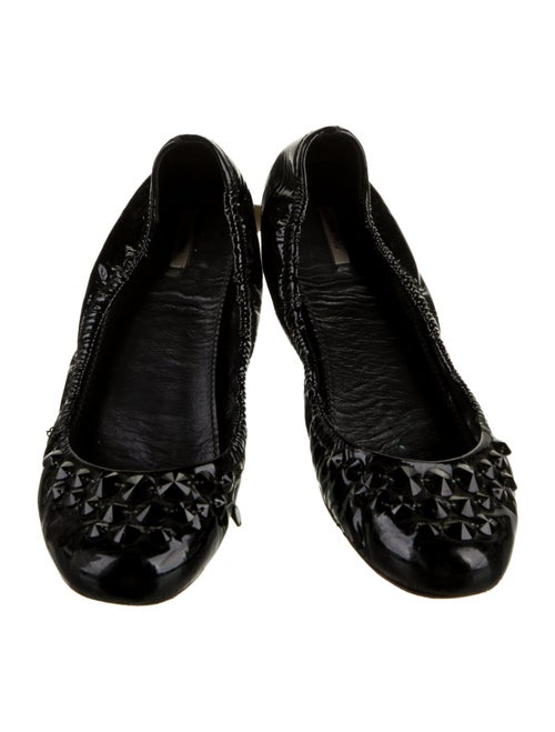 Miu Miu Patent Leather Crystal Embellishments Ballet Flats