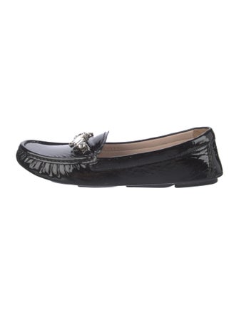 Miu Miu Patent Leather Crystal Embellishments Loafers