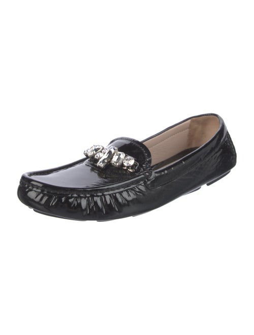 Miu Miu Patent Leather Crystal Embellishments Loafers