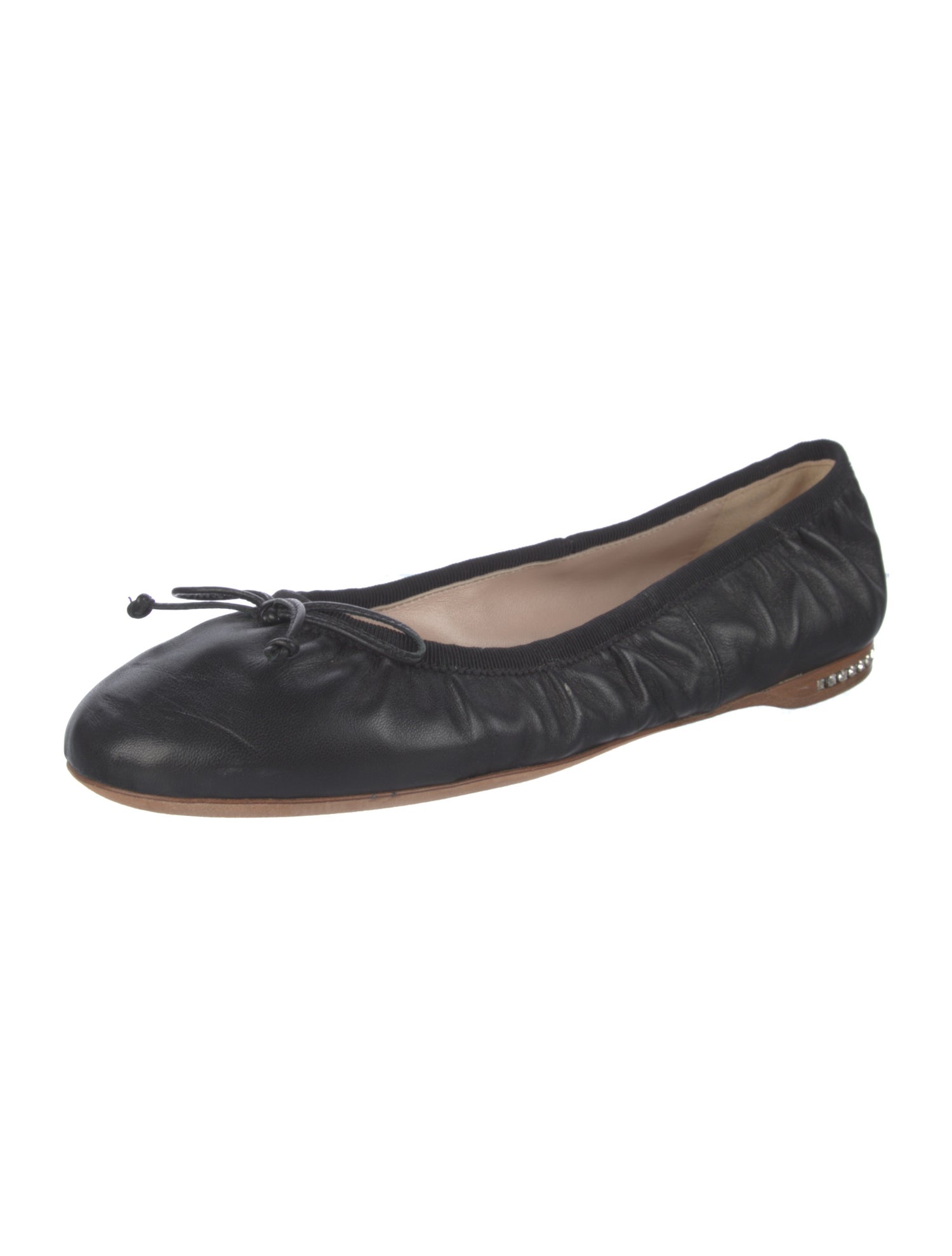Miu Miu Leather Bow Accents Ballet Flats
