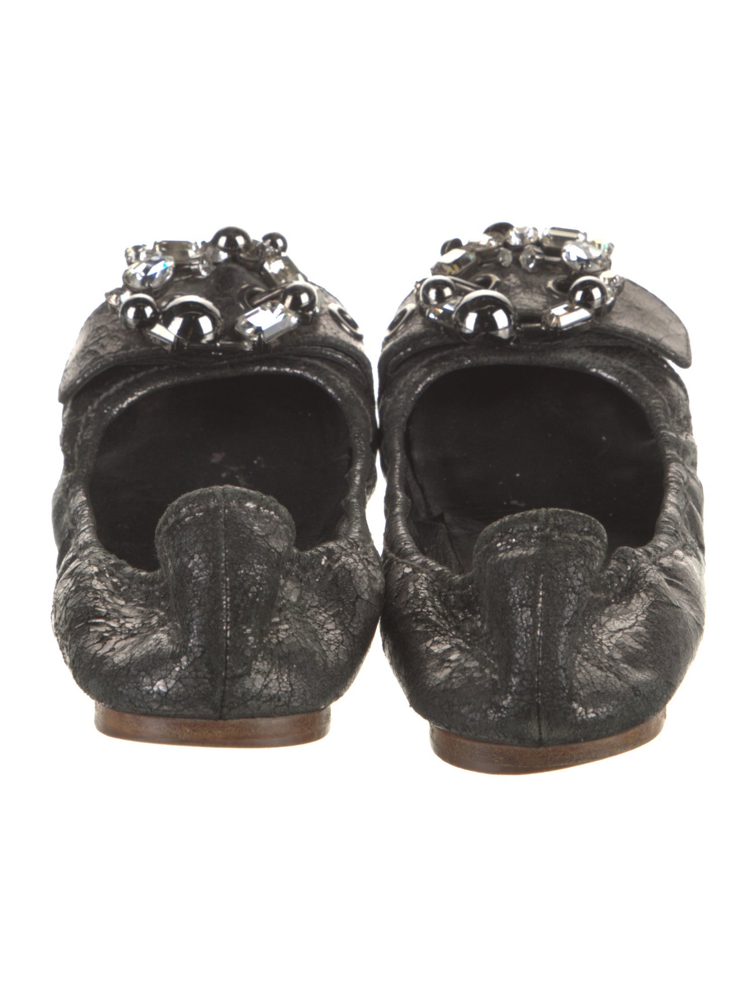 Miu Miu Leather Bow Accents Ballet Flats