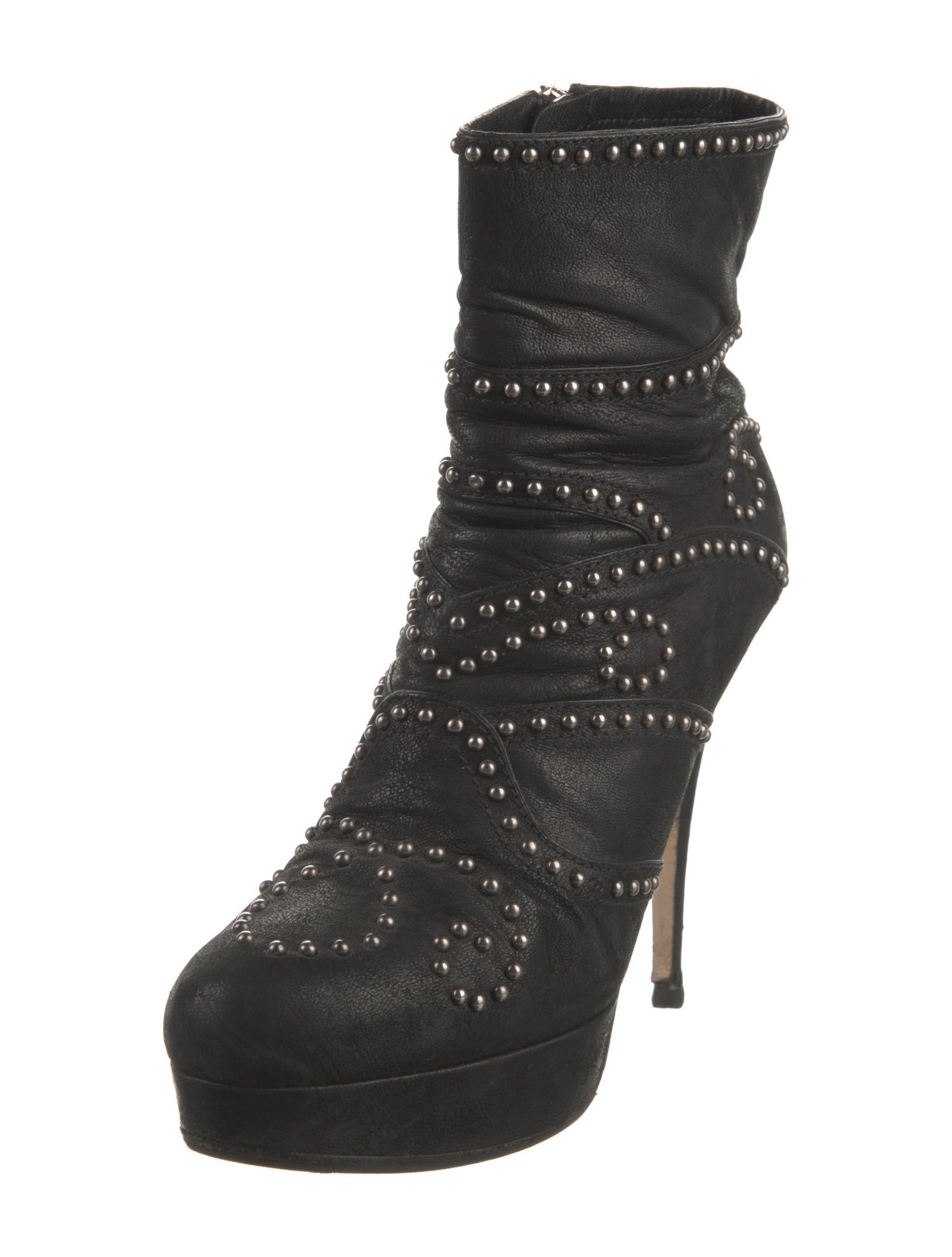 Miu Miu Leather Studded Accents Boots