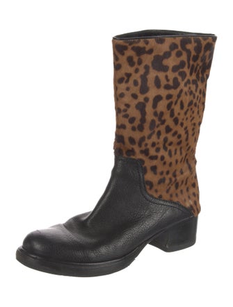 Miu Miu Ponyhair Animal Print Moto Boots