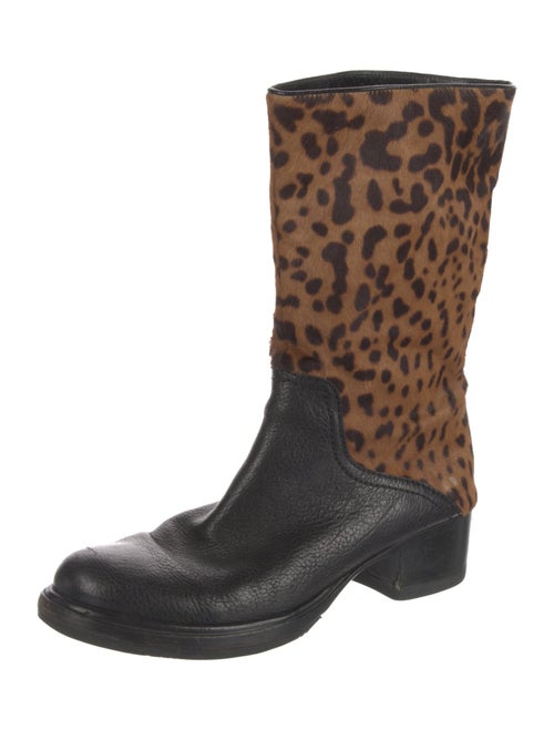 Miu Miu Ponyhair Animal Print Moto Boots