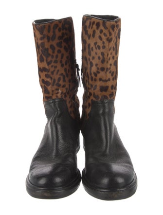 Miu Miu Ponyhair Animal Print Moto Boots
