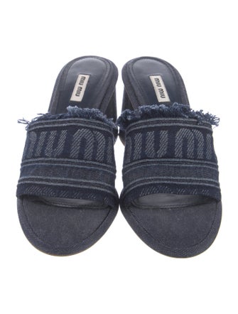 Miu Miu Denim Raw-Edge Trim Slides