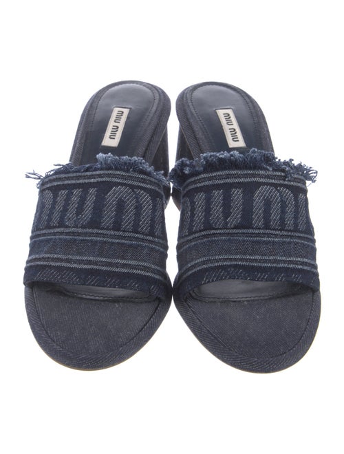 Miu Miu Denim Raw-Edge Trim Slides