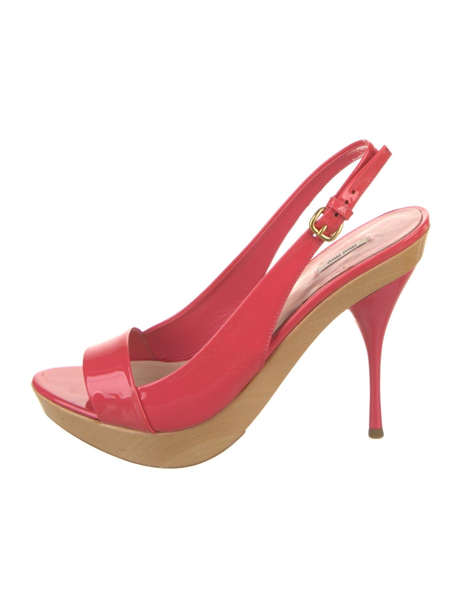 Miu Miu Patent Leather Slingback Sandals