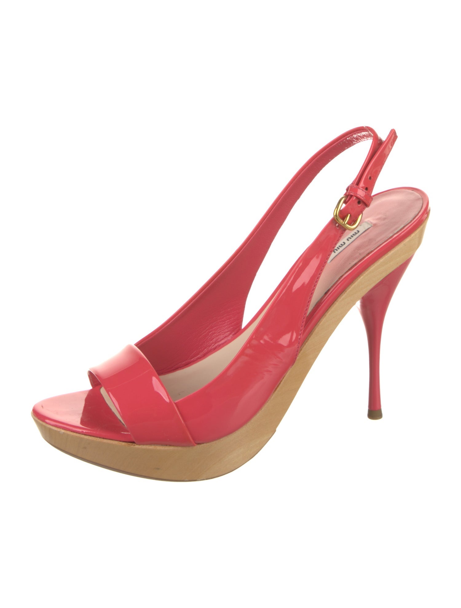 Miu Miu Patent Leather Slingback Sandals