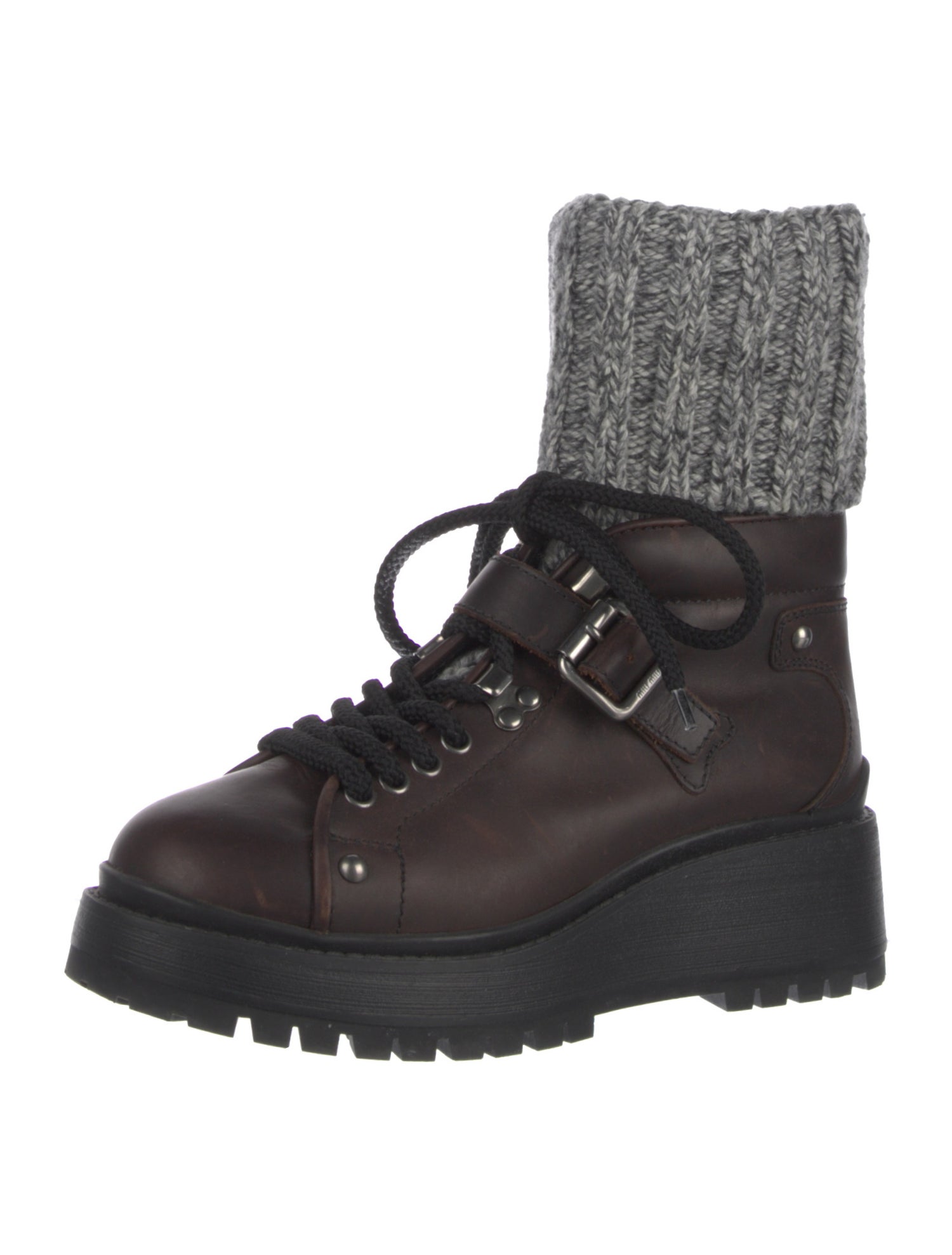 Miu Miu Leather Combat Boots