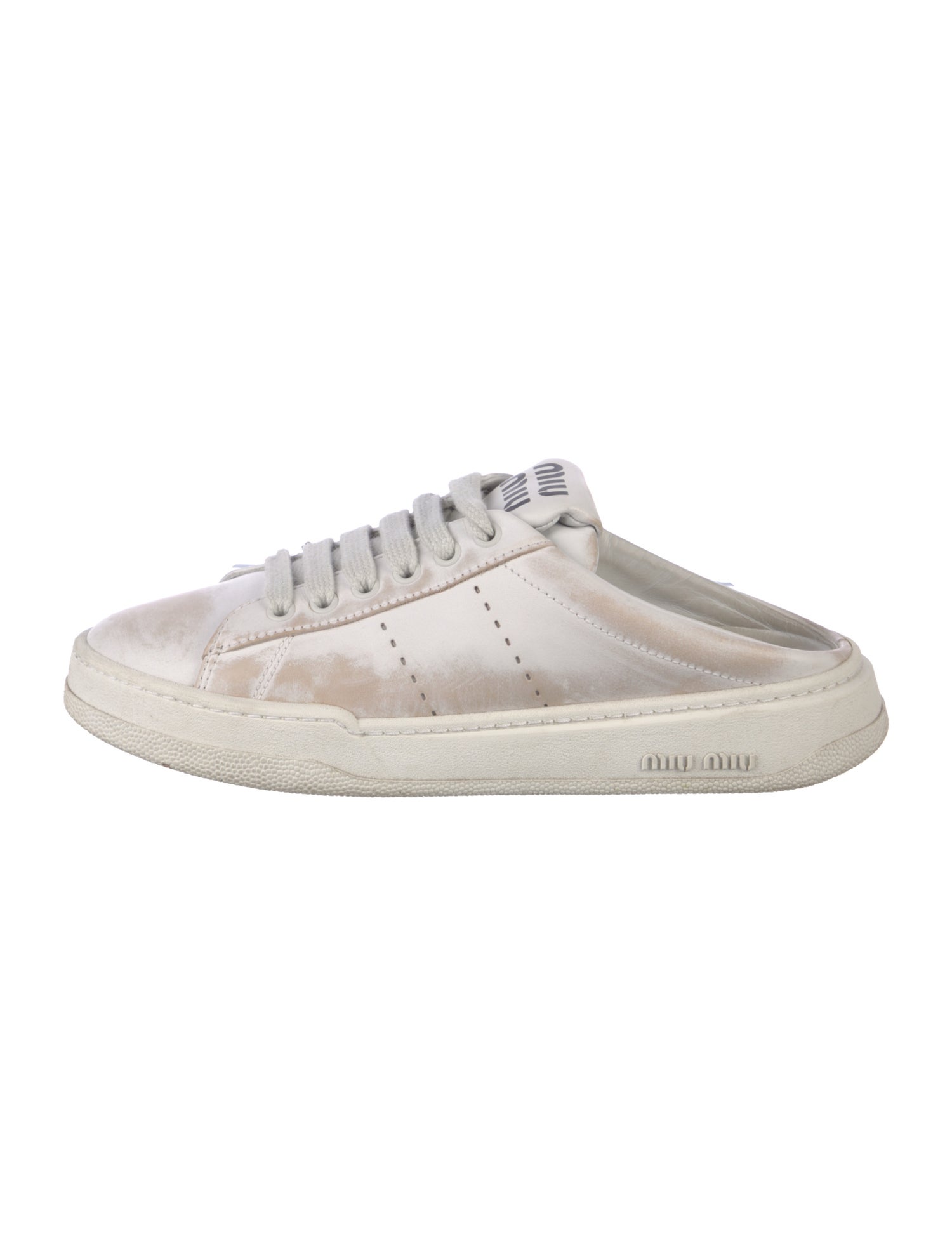 Miu Miu Leather Distressed Accents Sneakers
