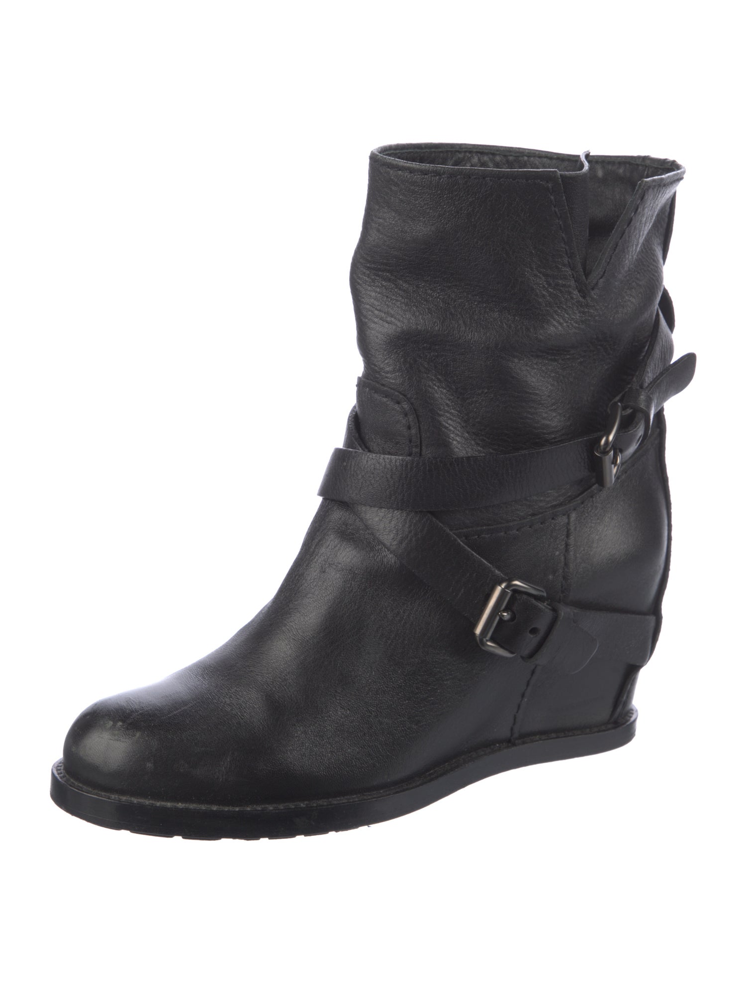 Miu Miu Leather Studded Accents Moto Boots