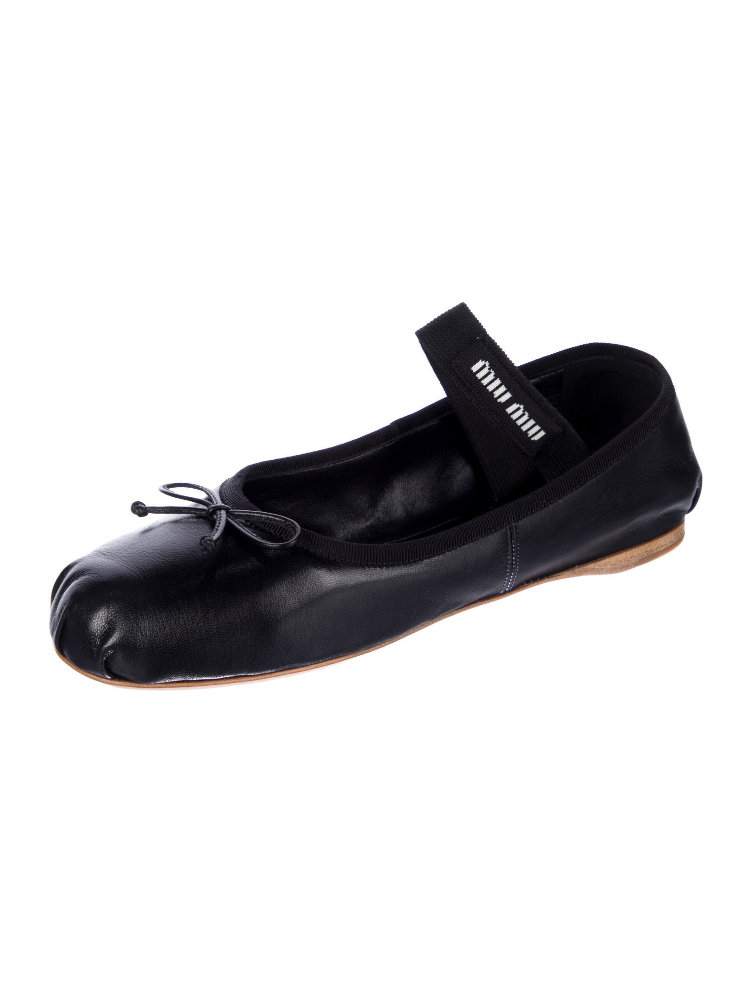 Miu Miu Leather Bow Accents Mary Jane Flats