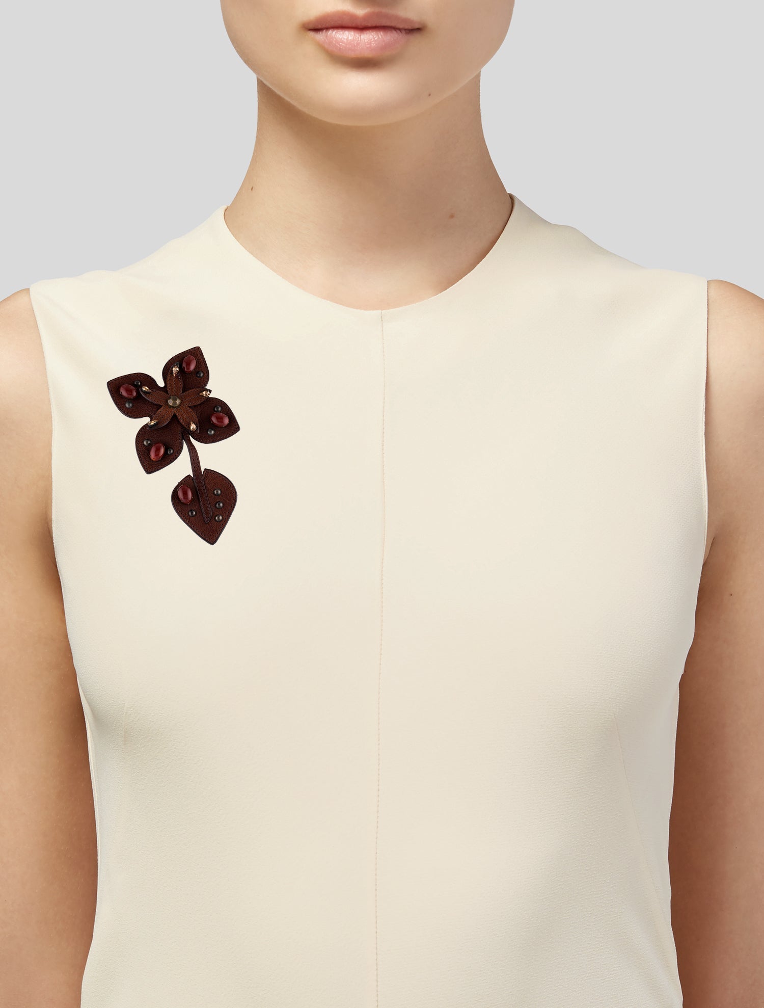 Miu Miu Floral Leather Pin Brooch