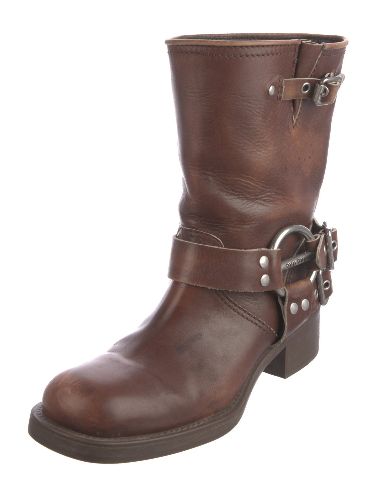 Miu Miu Leather Moto Boots