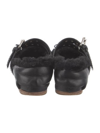 Miu Miu Leather Fur Trim Slingback Flats
