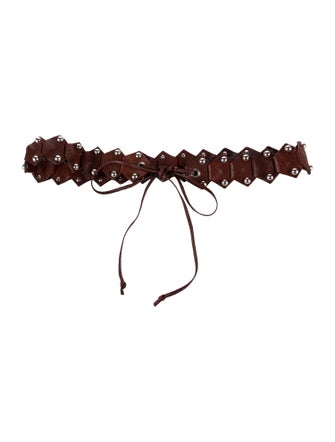 Miu Miu Leather Studded Accents Waist Belt