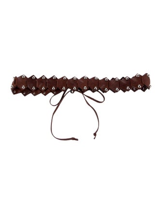 Miu Miu Leather Studded Accents Waist Belt