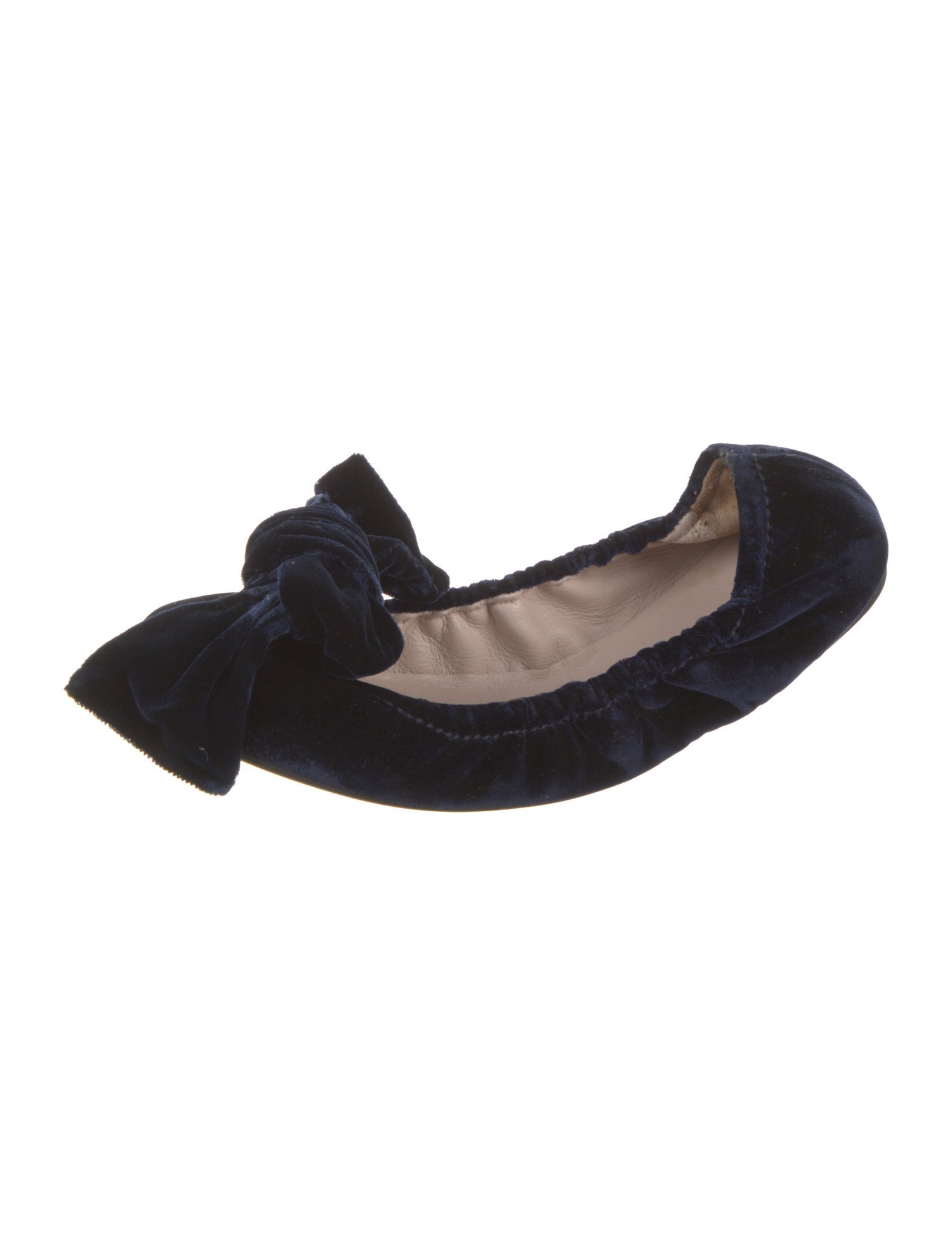 Miu Miu Velvet Bow Accents Ballet Flats