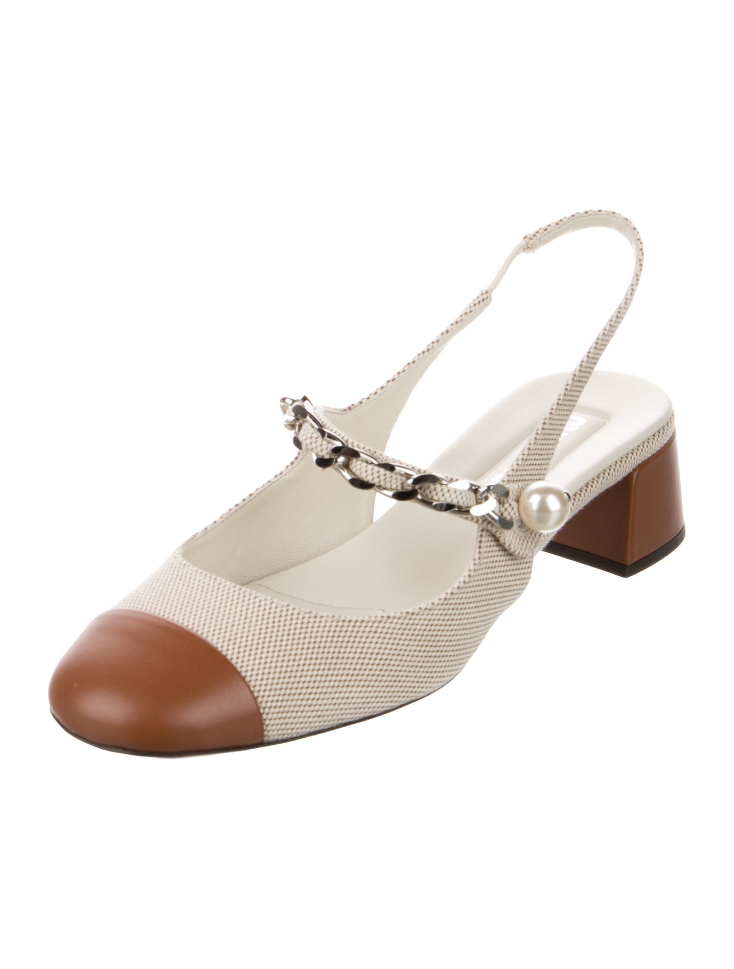 Miu Miu Straw Colorblock Pattern Slingback Pumps