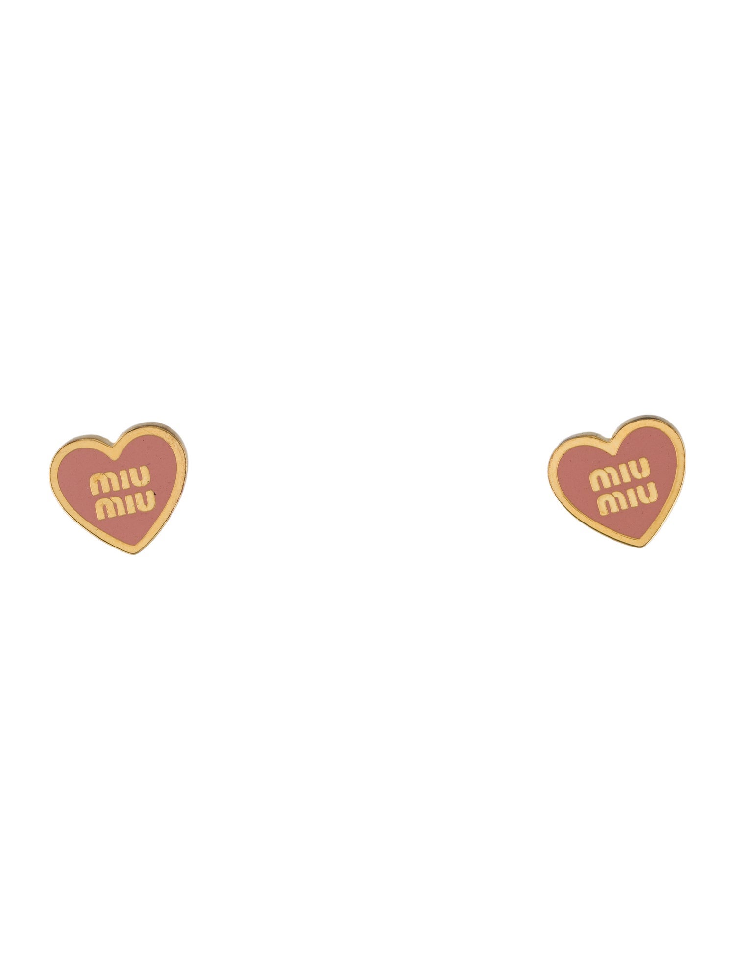 Miu Miu Enamel Heart Stud Earrings