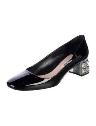 Miu Miu Patent Leather Colorblock Pattern Pumps