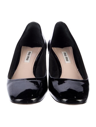 Miu Miu Patent Leather Colorblock Pattern Pumps