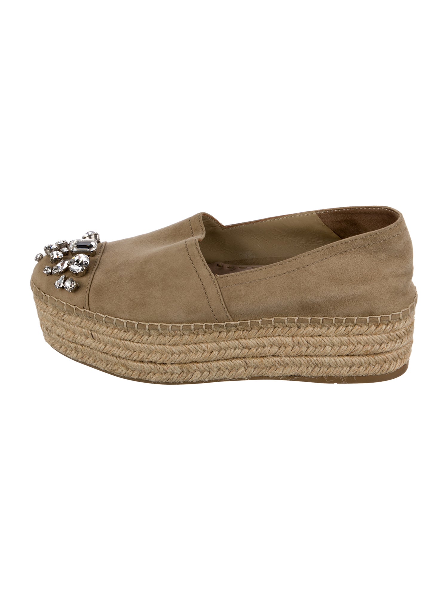 Miu Miu Suede Crystal Embellishments Espadrilles