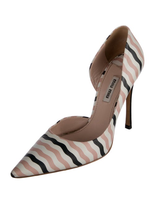 Miu Miu Leather Striped D'Orsay Pumps