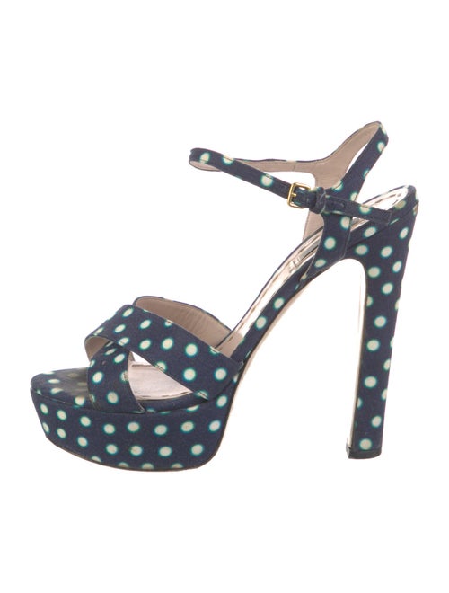 Miu Miu Canvas Polka Dot Print Sandals