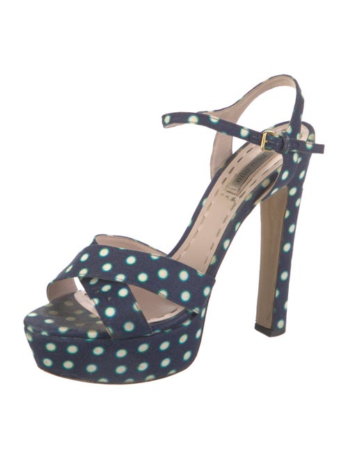 Miu Miu Canvas Polka Dot Print Sandals