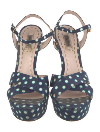 Miu Miu Canvas Polka Dot Print Sandals