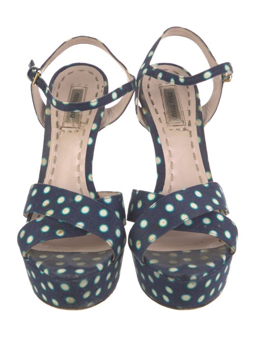 Miu Miu Canvas Polka Dot Print Sandals