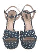 Miu Miu Canvas Polka Dot Print Sandals