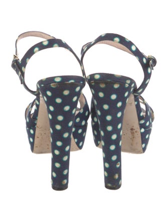 Miu Miu Canvas Polka Dot Print Sandals