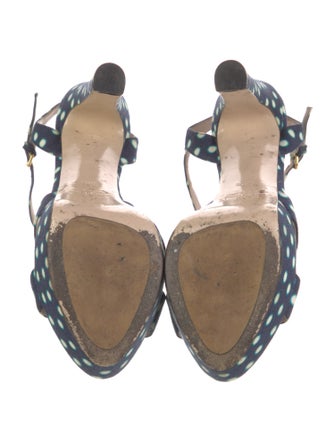 Miu Miu Canvas Polka Dot Print Sandals