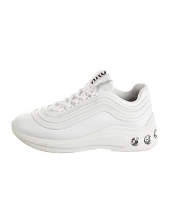 Miu Miu Leather Crystal Embellishments Sneakers