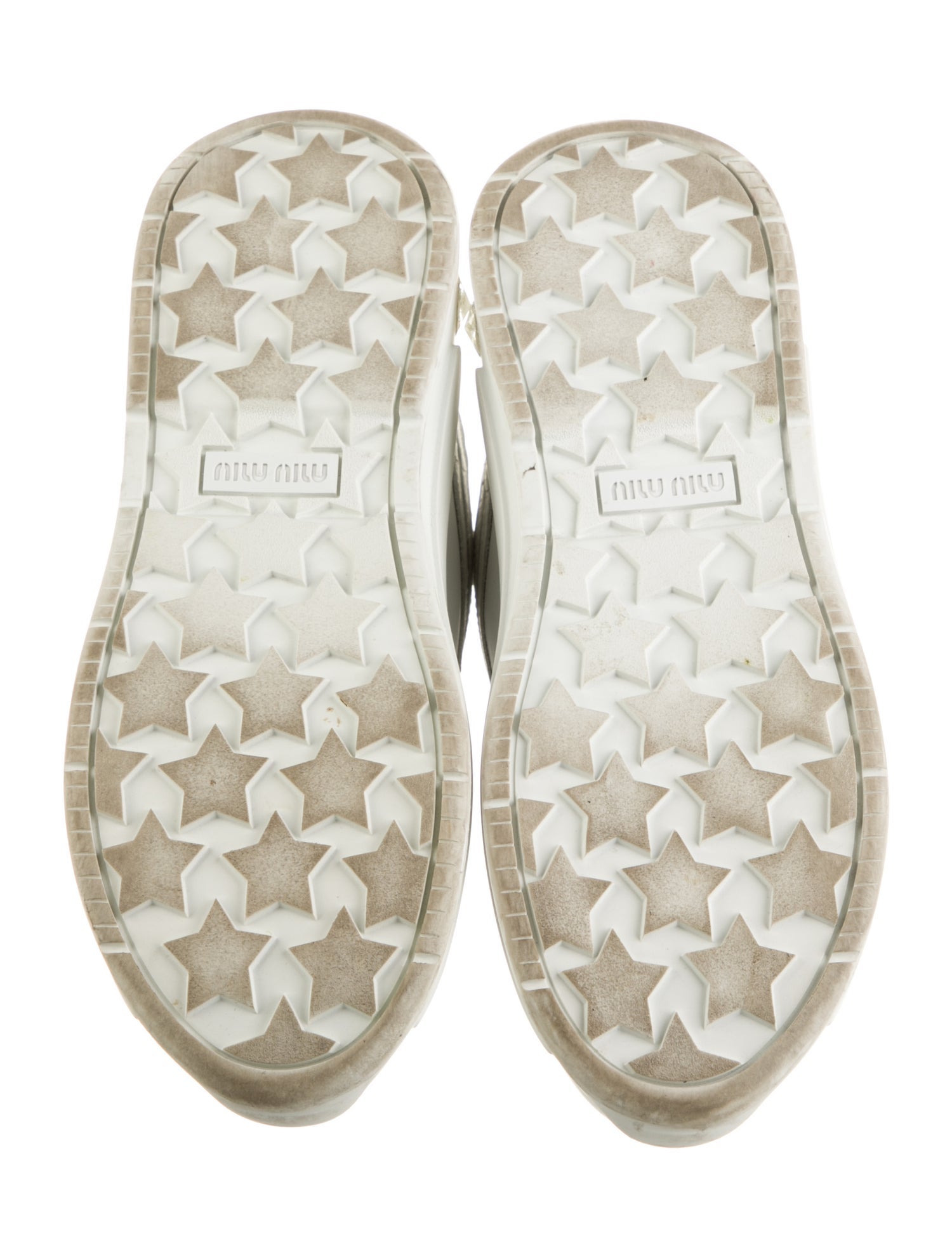 Miu Miu Leather Crystal Embellishments Sneakers