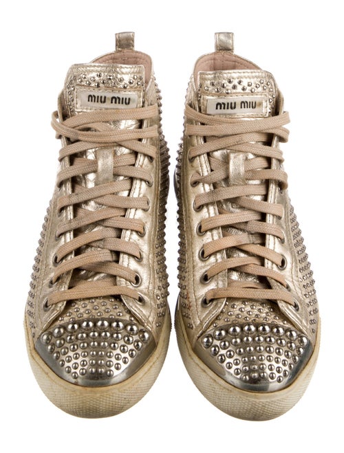 Miu Miu Leather Studded Accents Sneakers