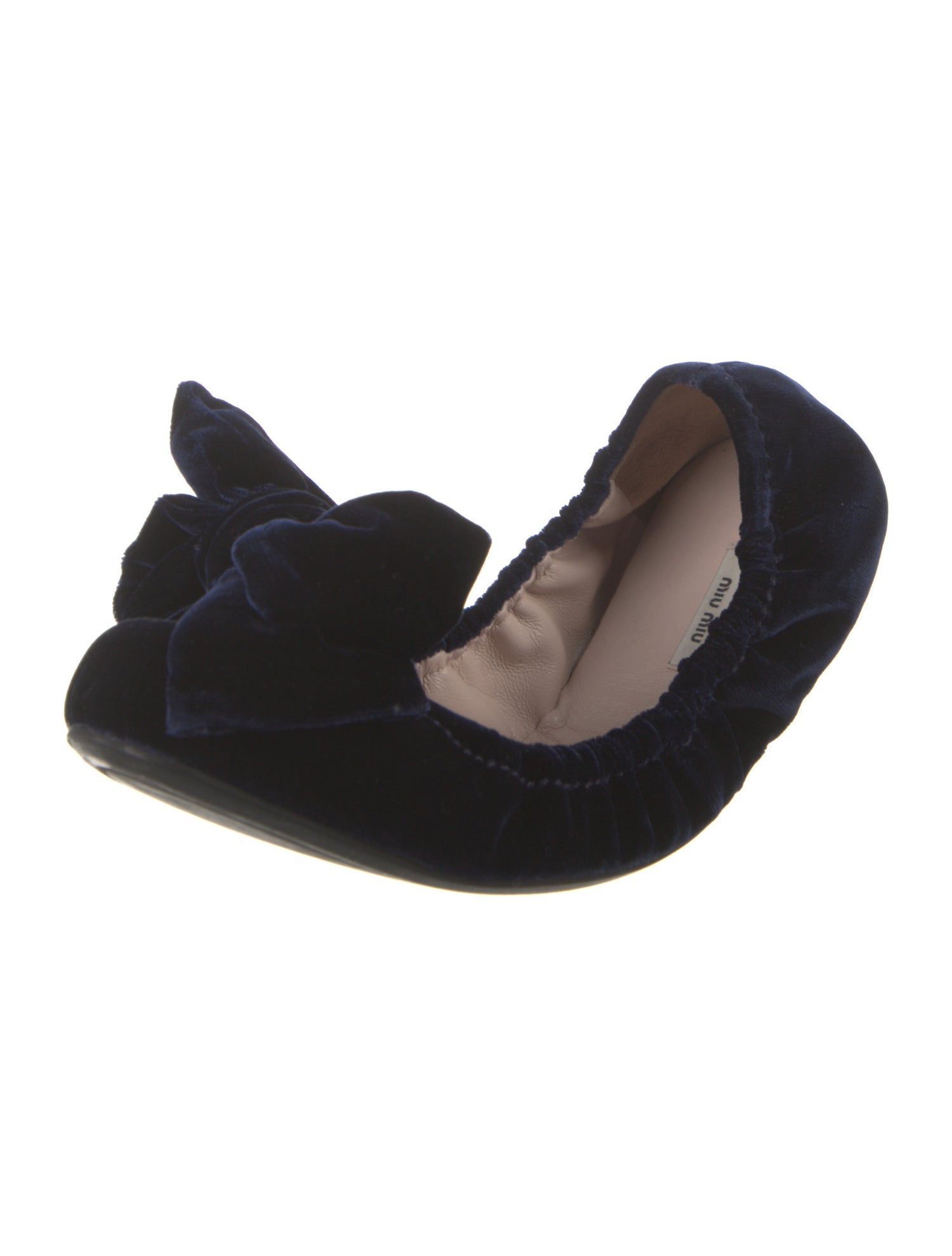 Miu Miu Velvet Bow Accents Ballet Flats