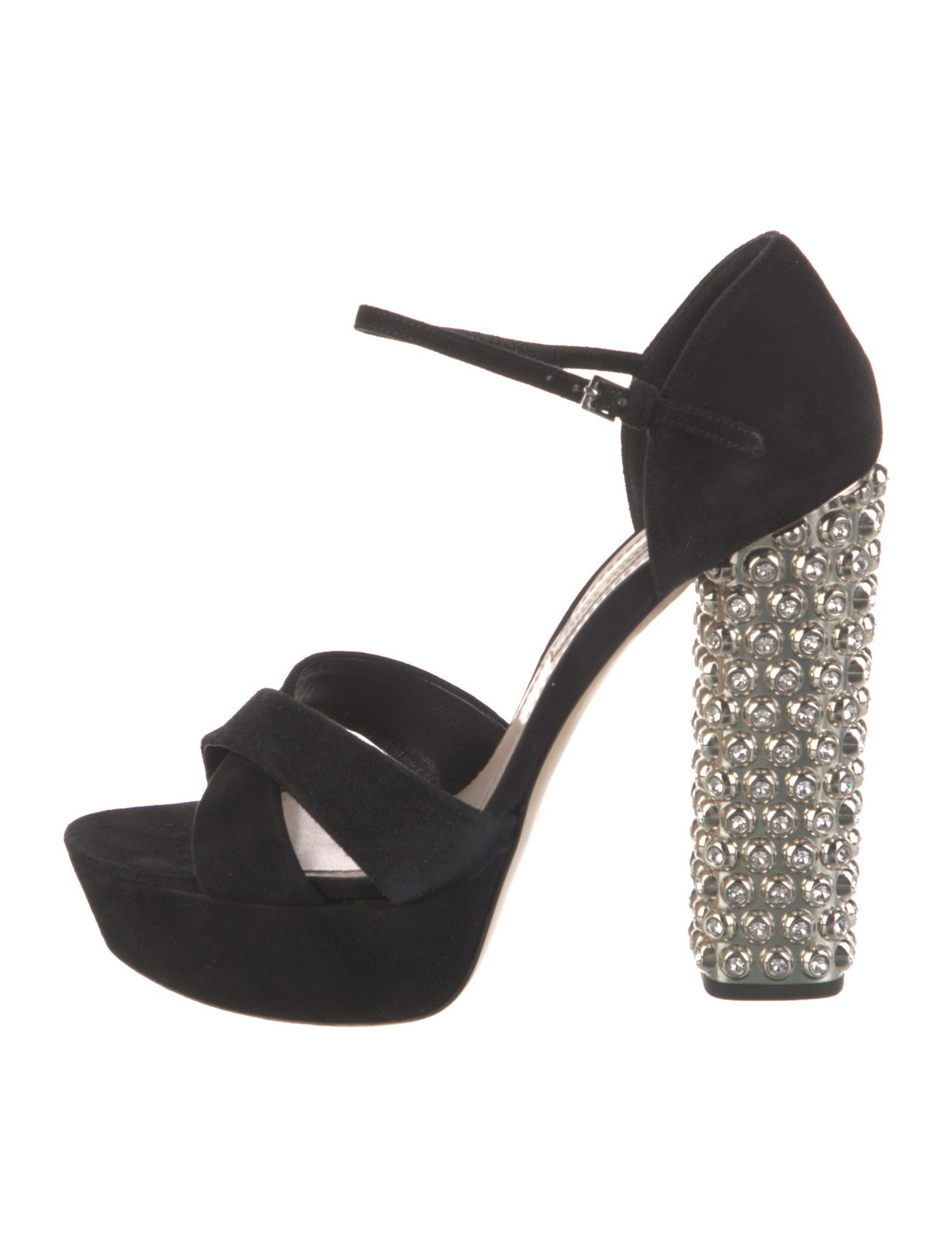 Miu Miu Suede Crystal Embellishments Sandals