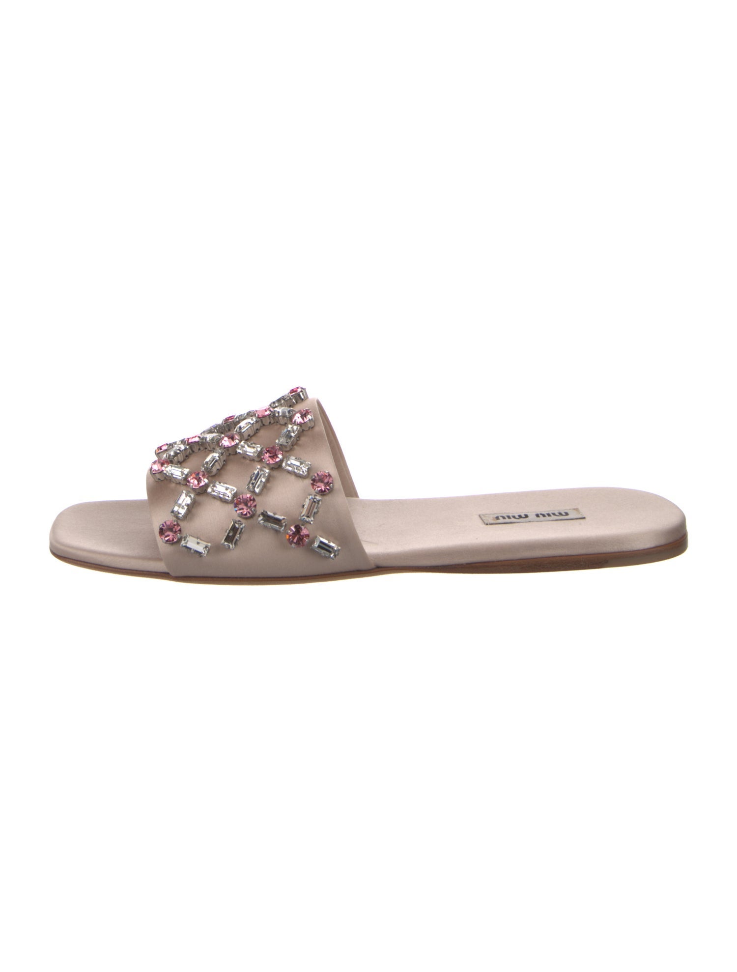 Miu Miu Satin Plaid Print Slides