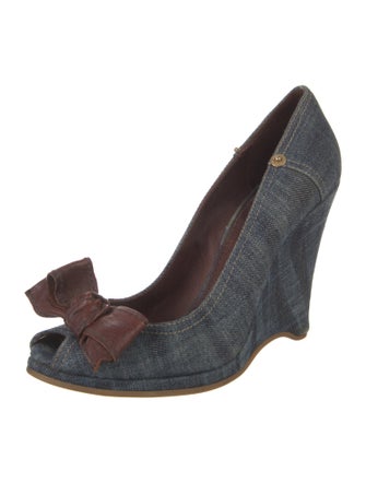 Miu Miu Denim Bow Accents Pumps