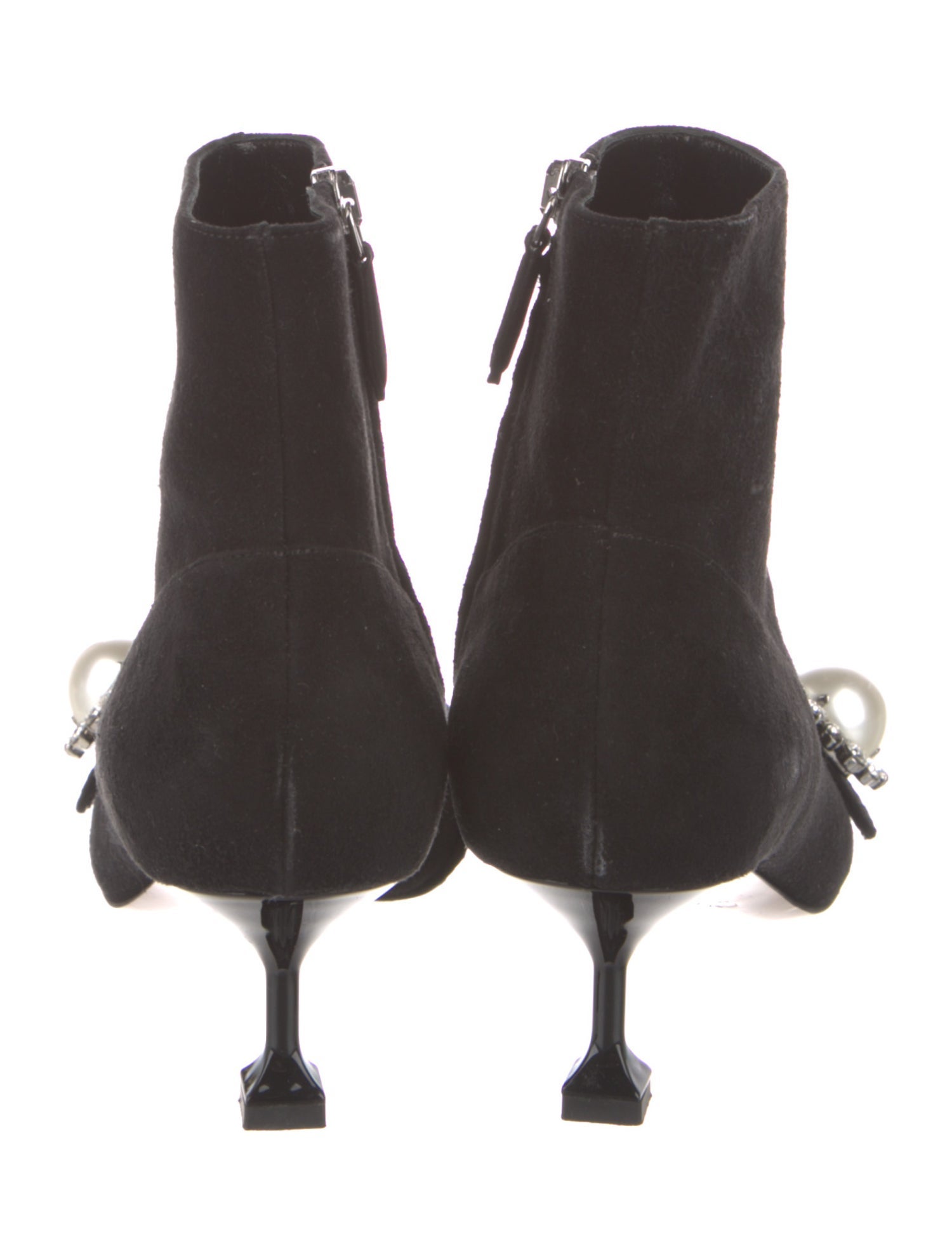Miu Miu Faux Pearl Accents Suede Boots