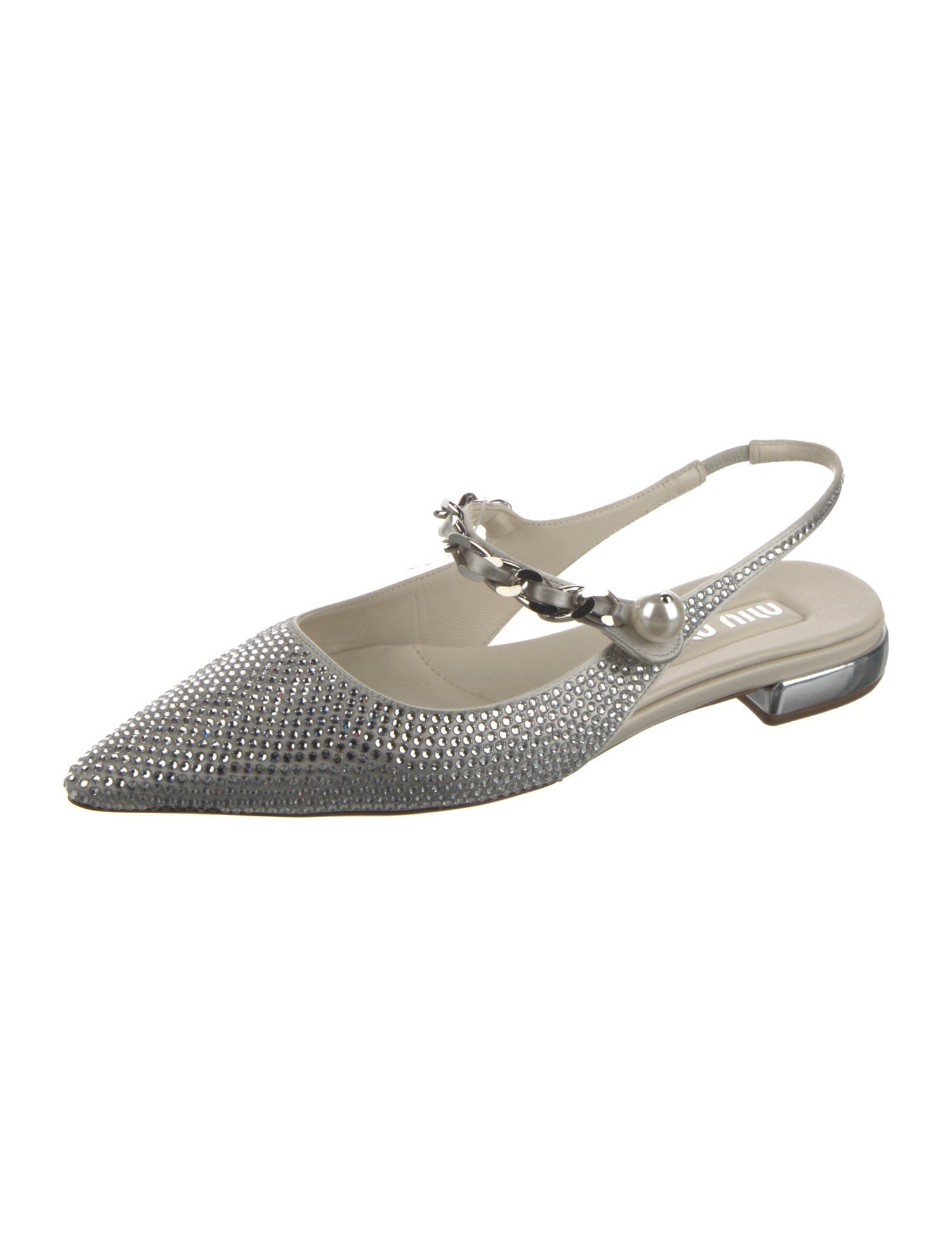 Miu Miu Chain-Link Accents Slingback Flats