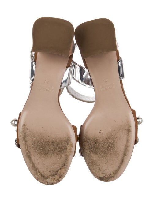 Miu Miu Faux Pearl Accents Leather Slingback Sandals